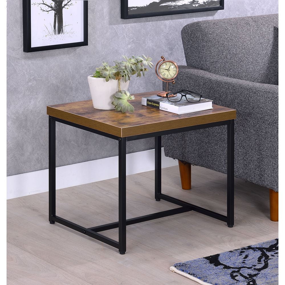 Bob End Table in Weathered Oak & Black 80617