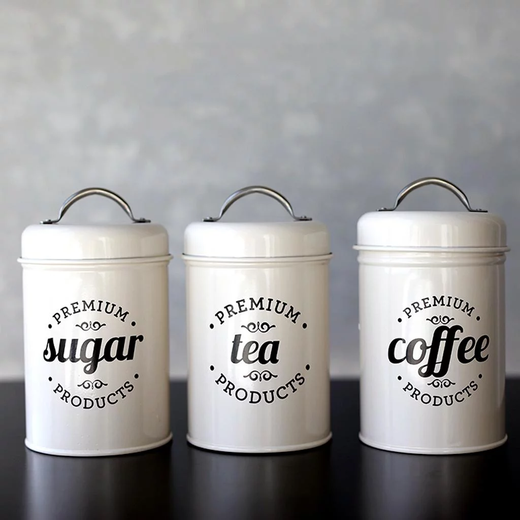 and sugar Kitchen Storage Jars Pots Containers Tins Beige