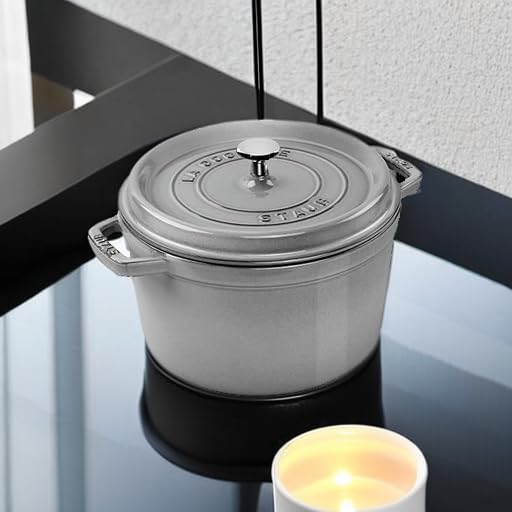 STAUB Cast Iron Dutch Oven 5.5-qt Round Cocotte, Made in France, Serves 5-6, Black Matte