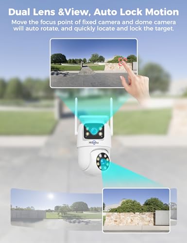 Hiseeu Wireless Security Camera System, 5G/2.4G WiFi, Dual Lens View, Full HD Color Night Vision, Smart Motion Detection, Auto Track,Two-Way Audio, 2K Home Safety Camera, 1TB HDD, No Monthly Fees