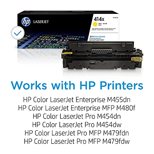 HP 414X Yellow High-yield Toner Cartridge | Works with HP Color LaserJet Enterprise M455dn, MFP M480f; HP Color LaserJet Pro M454 Series, MFP M479 Series | W2022X