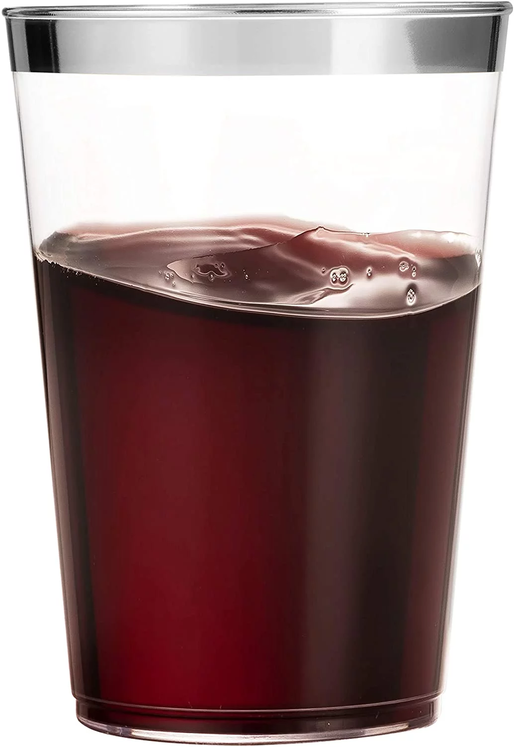 Nicole Fantini's 10 Oz disposable Fancy Silver Rim Clear hard Plastic Tumblers/Cups, 16CT/Pack for Wedding ,Elegant Party & All Occasions.:48CT