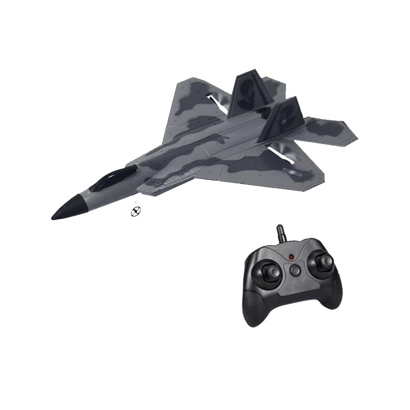 RC Plane Remote Control Airplane for Kids and Beginners F-22 Glider Foam Fighter Jet, 2CH 2.4GHz Aircraft Ready to Fly Toy with LED Lights Automatic Balance Gyro 2 Rechargeable Batteries
