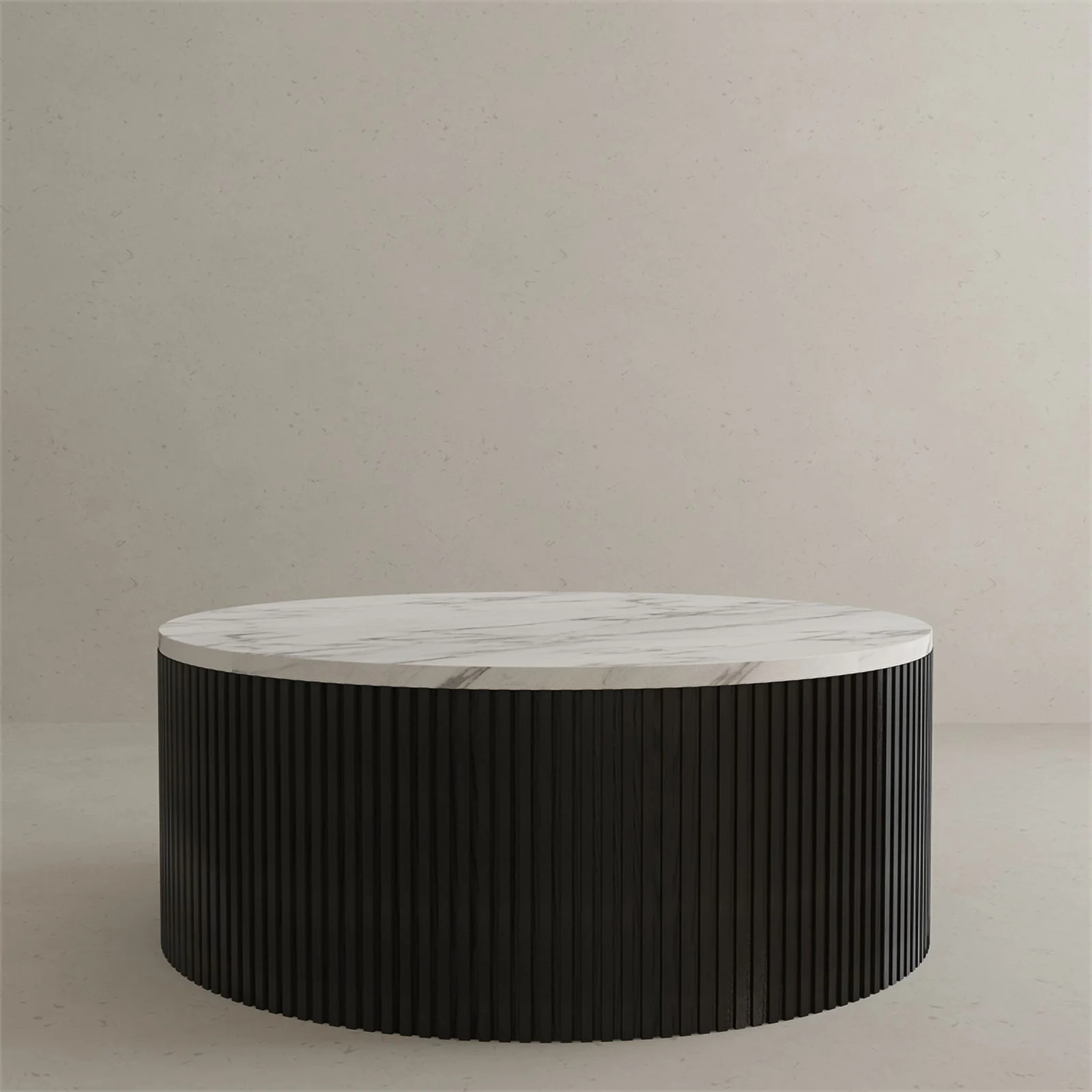 American Home Classic Finn Faux Marble & Wood Coffee Table in White/Black