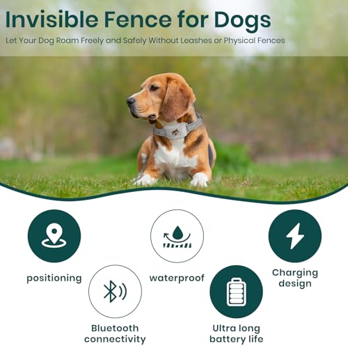 Upgraded GPS Dog Fence & Tracking Collar System - No Subscription Required, Customizable Boundaries via App, Waterproof Rechargeable Collar with Remote Training, 1-Minute Setup, Long Battery Life