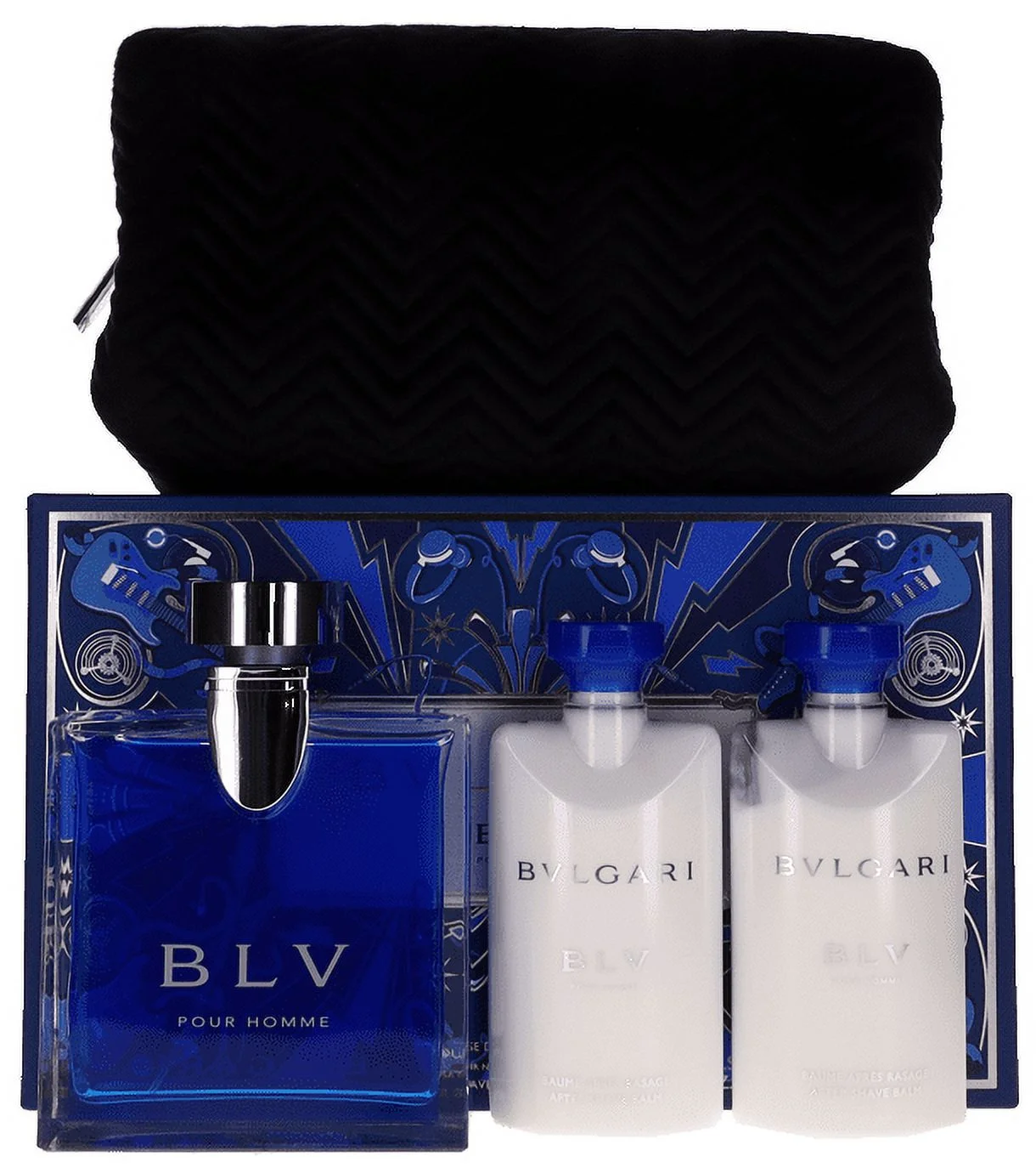 BLV Bvlgari For Men Set: EDT+After Shave Balm x2+ Bag (3.4+2.5+2.5)oz NEW