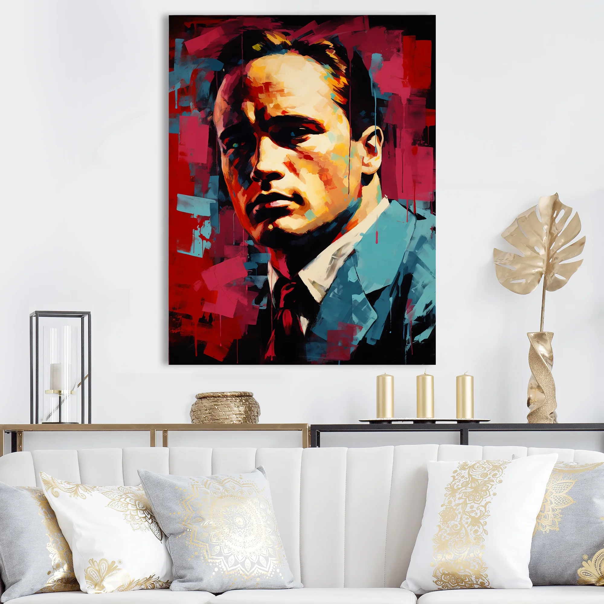 Designart "Brando In Burgundy" Celebrity Canvas Wall Art