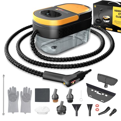 Steam Cleaner, 3-Level Adjustable Handle, 15s Heat-Up, 1.69 Quarts Tank, Portable Steamer for Cleaning with 15 pcs Accessories, Steam Cleaner for Home for Dirt, Grease, Grout, Tile,Floor, Car