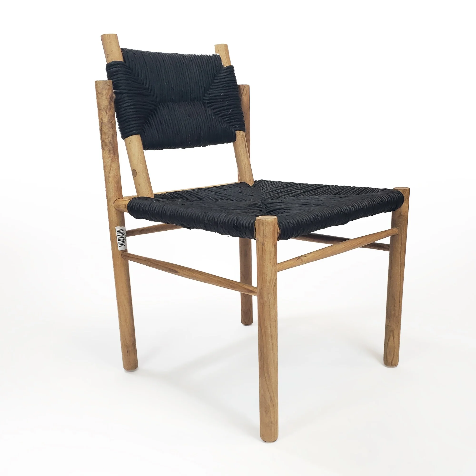 Warehouse of Tiffany Majah Weaved Rush and Teak Wood Accent Chair Black
