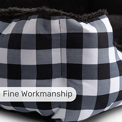 Hollypet Printed Flannel Rectangle Plush Dog Cat Bed Self-Warming Pet Bed, Christmas Red and Green Check