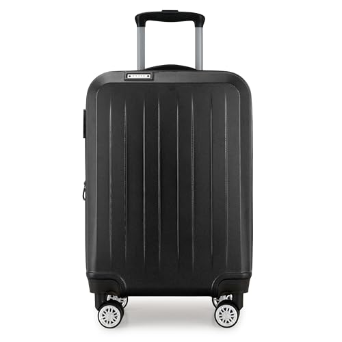Elite Luggage Expandable Hardside Spinner Luggage, Black, 21