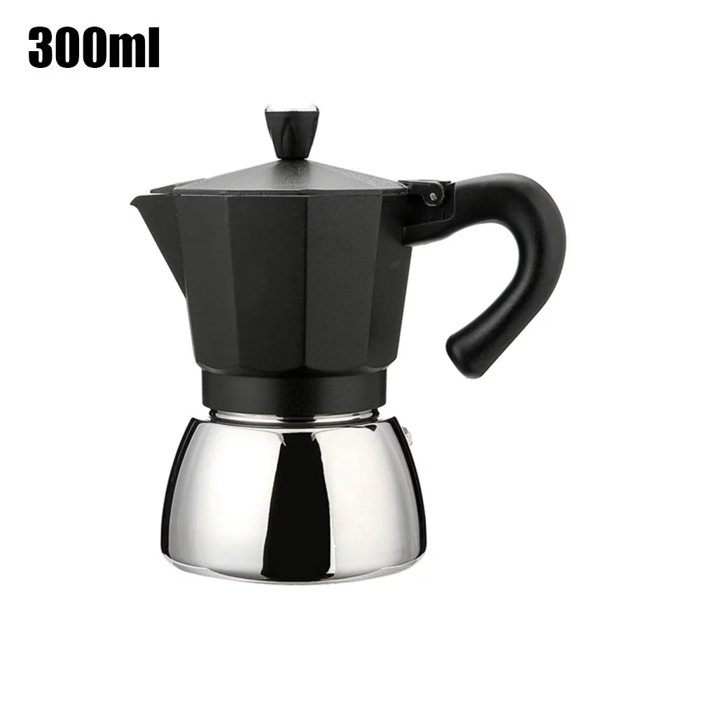 QIFEI Moka Pot, Stainless Steel Moka Stovetop Espresso Maker Coffee Moka Pot Black