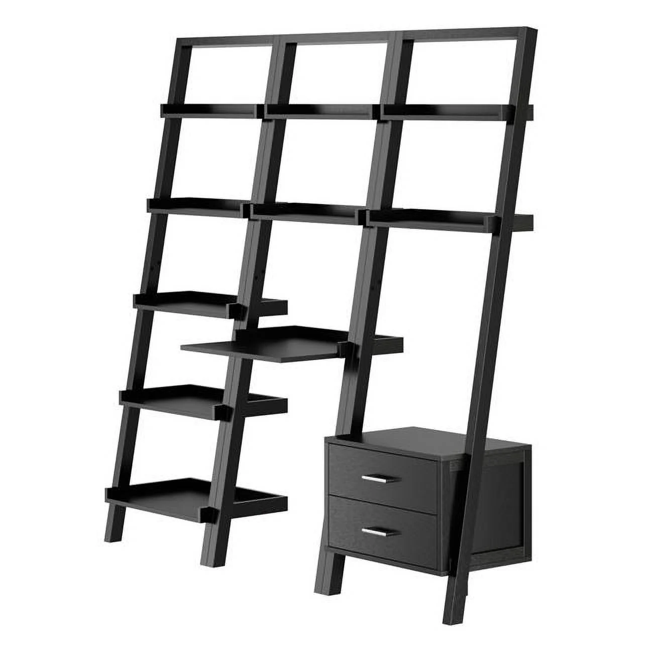 Bellamy Leaning Desk & Shelf Set, Black - 3 Piece