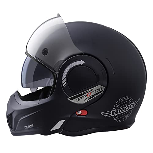 BEON Full Face Motorcycle Helmet DOT Approved, 180° Reversible Chin Guard Modular Pilot Helmet with Anti-Fog Dual Visors for Adult Men Women (S-XXL)