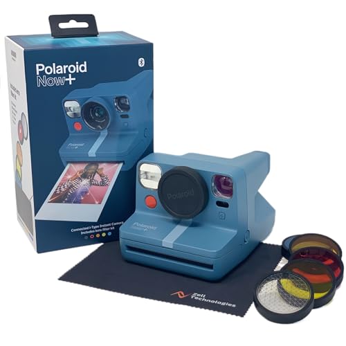 Polaroid Now+ Blue Gray (9063) - Bluetooth Connected I-Type Instant Film Camera with Bonus Lens Filter Set - Zell Kit
