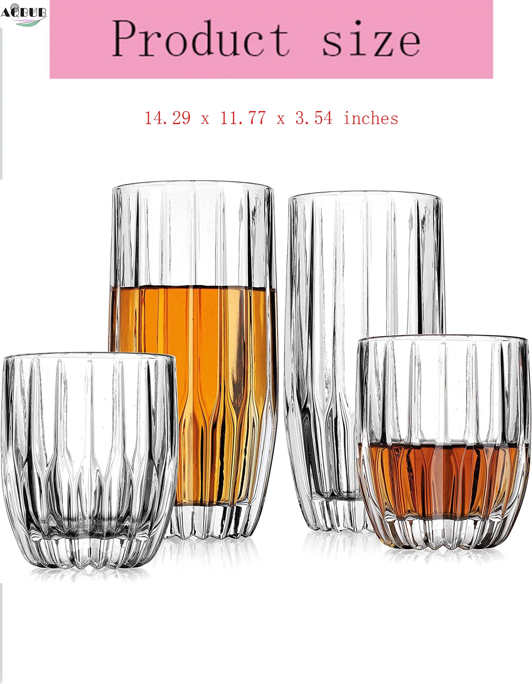 Wine glasses and whisky glasses 8 crystal glasses set, tall glasses, tumbler glasses - 4 glasses (12 oz) and 4 whisky tartar glasses (10 oz)