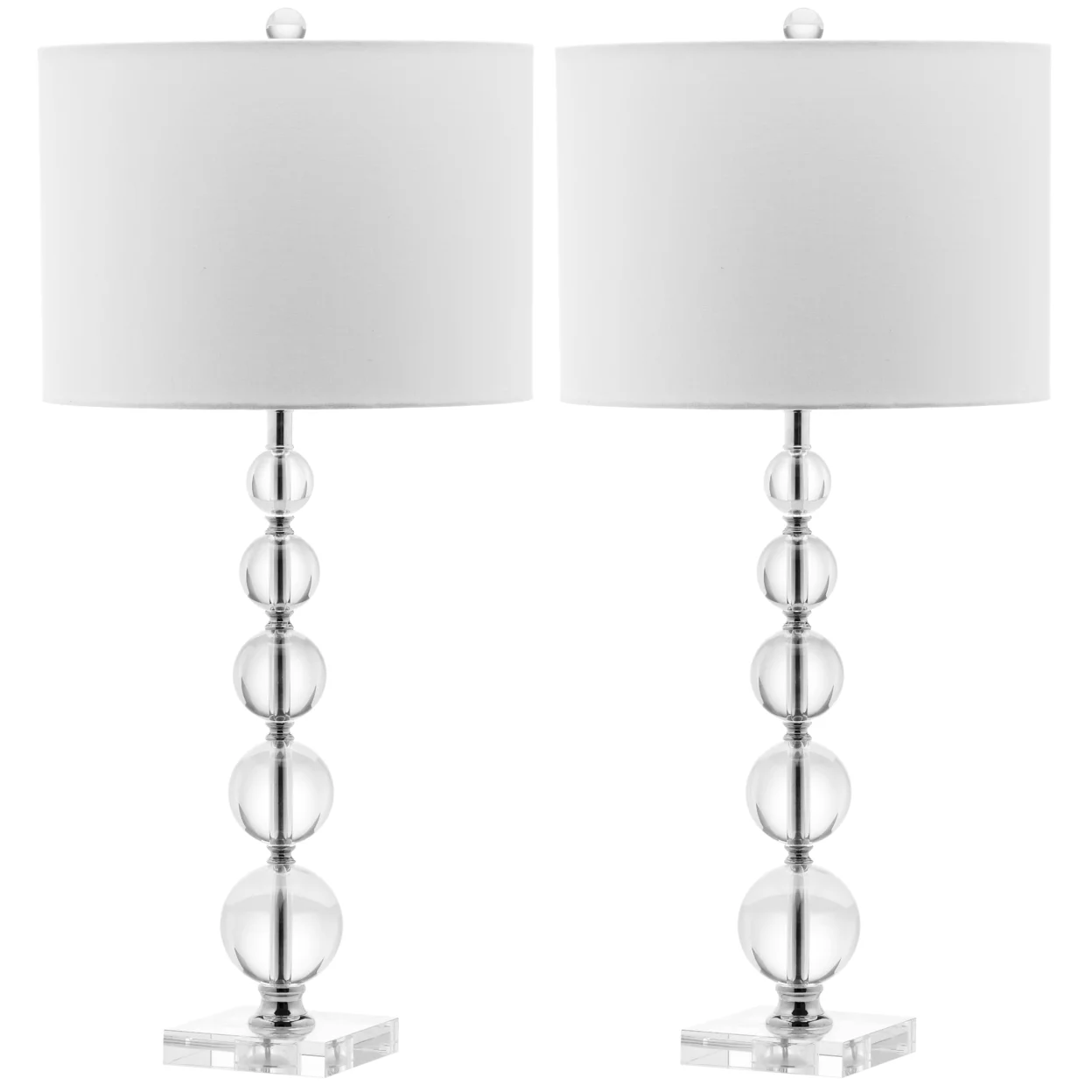 SAFAVIEH Liam 29 in. H Stacked Crystal Ball Table Lamp, Clear, Set of 2