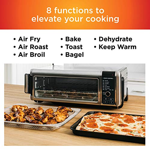 Ninja Digital Air Fry Countertop Oven, 8-in-1 Functionality, 1800W, Flip-Up Design, XL Capacity, Air Fry Basket, Wire Rack & Crumb Tray, Silver, SP101