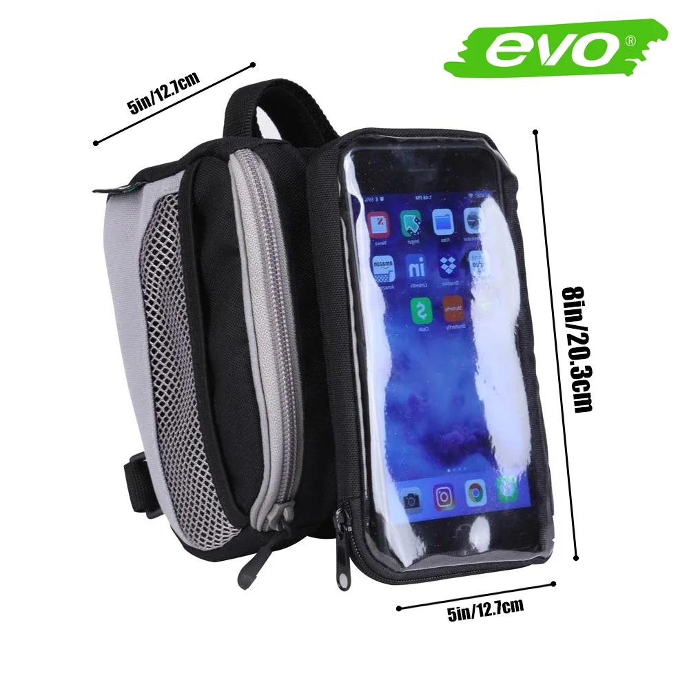 EVO Waterproof Touchscreen Compatible Double Cell Phone Holder Bag Top Tube Mounting for Bicycle