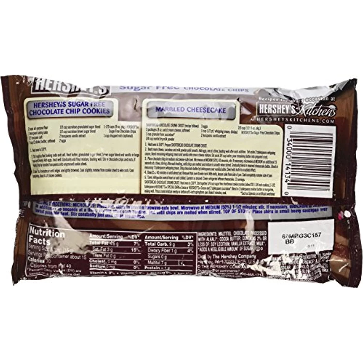 Hersheys Baking Chips Chocolate Semi Sweet Sugar Free, 8-Ounce Bags (Pack Of 6)