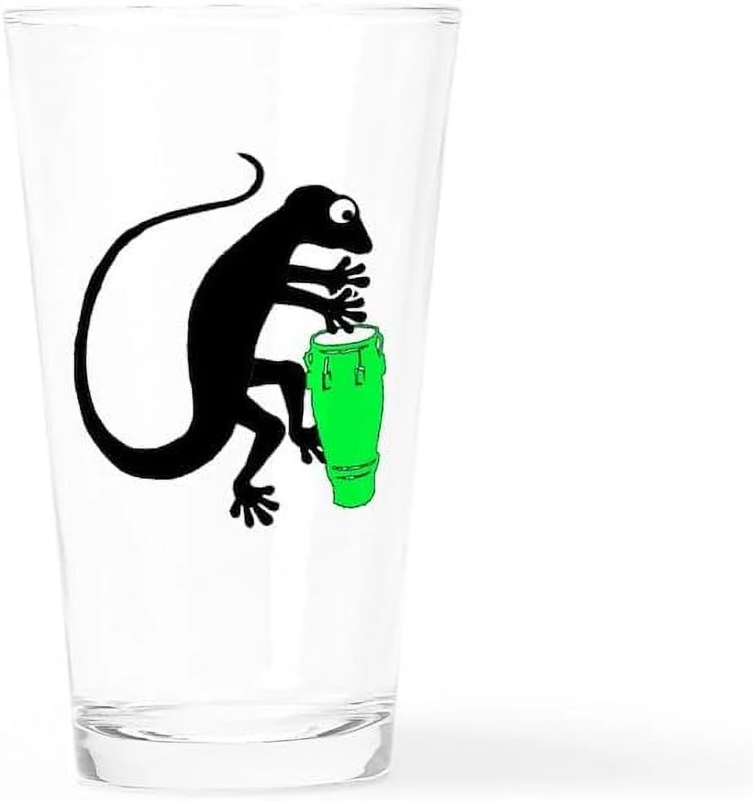 Gecko Drummer Pin Glass, 16 Oz. Drinking Glass