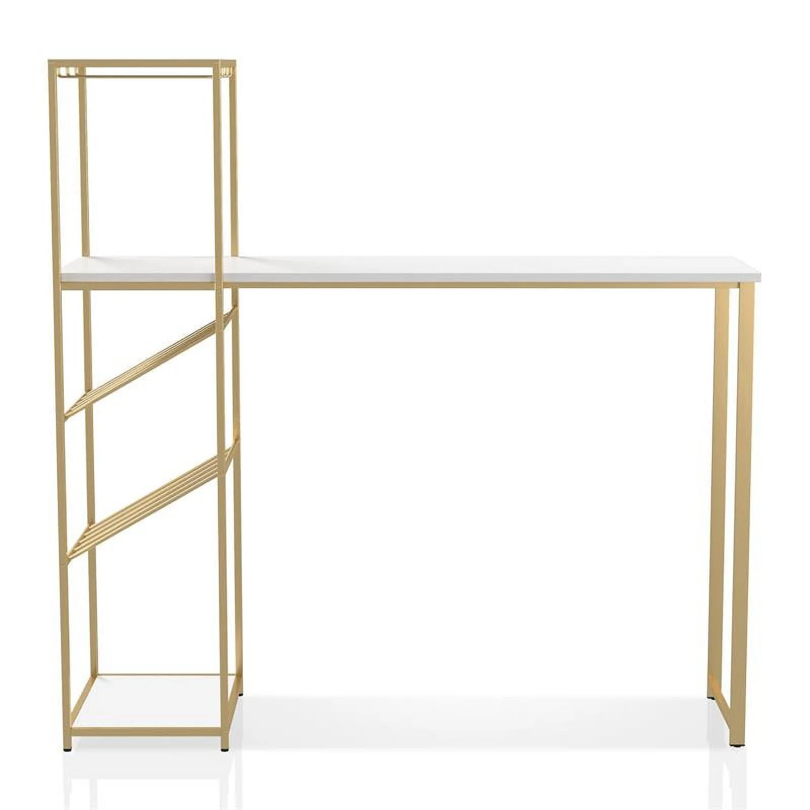 Furniture of America Regea Contemporary Metal Bar Table with Wine Shelf in Gold