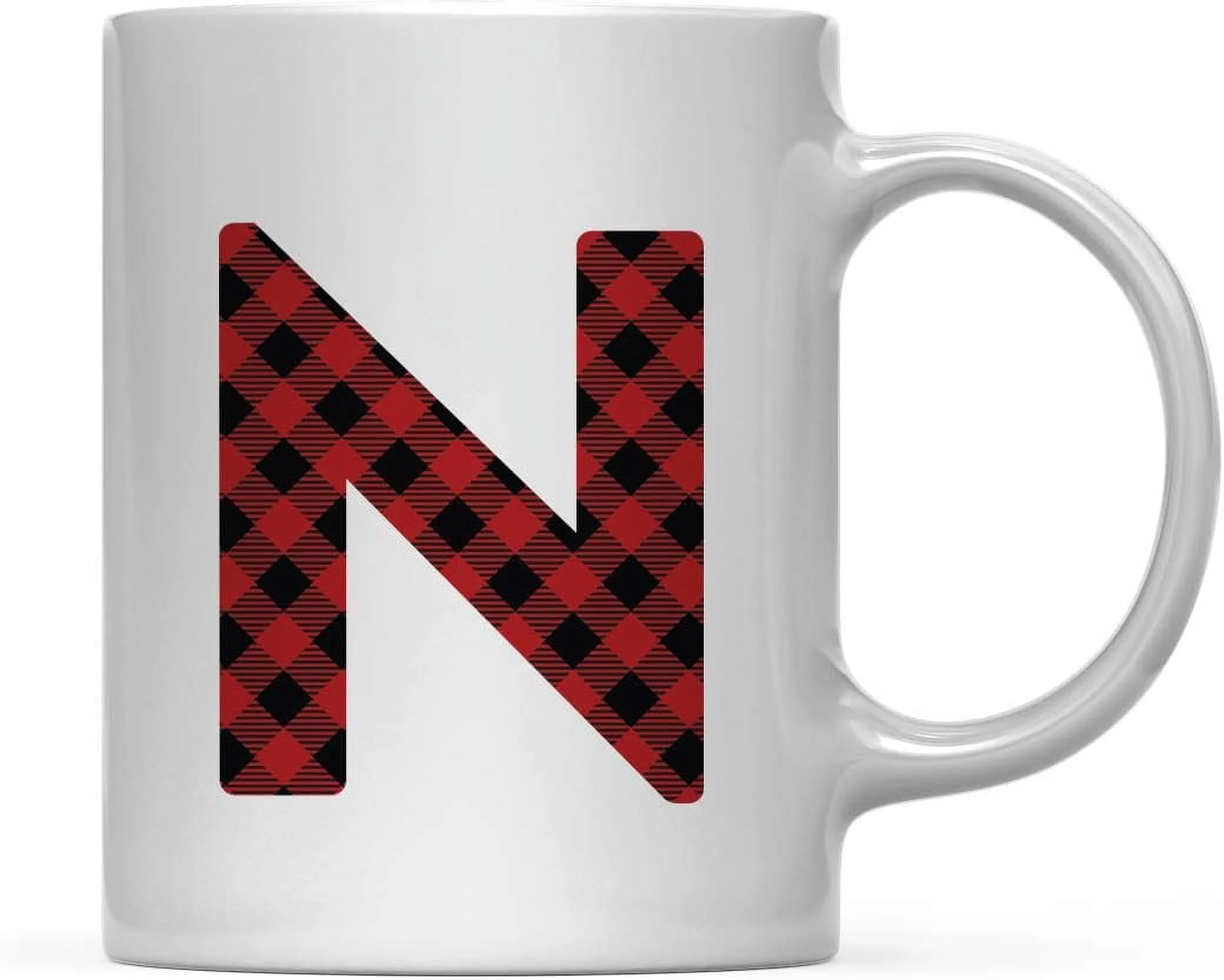 Hot Chocolate Coffee Mug Gift, Buffalo Lumberjack Red Plaid Iitial Letter , 1-Pack, Icludes Gift Box, Christmas Holiday Preset Ideas