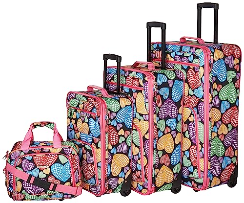 Rockland Jungle Softside Upright Luggage Set, Expandable, Owl, 4-Piece (14/29/24/28)