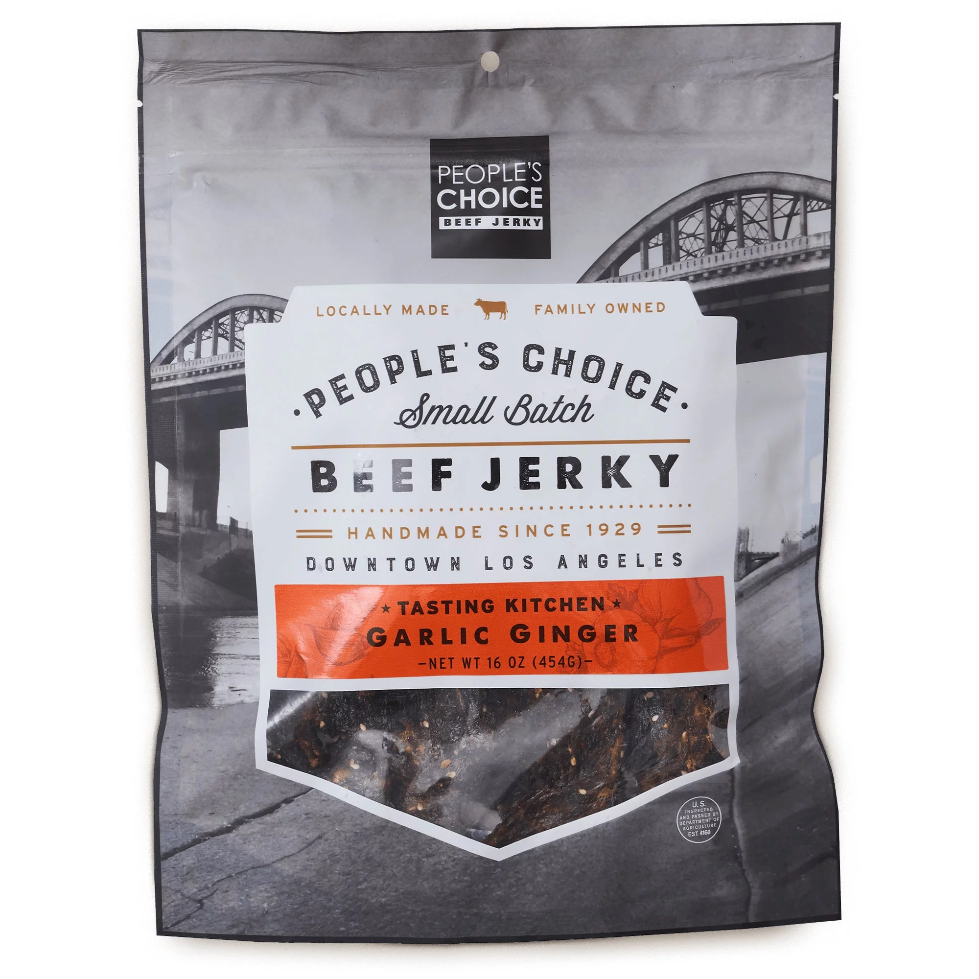 People's Choice Beef Jerky - Garlic Ginger - Backpacking Food - Family Made  - 1 Pound, 16 oz - 1 Bag
