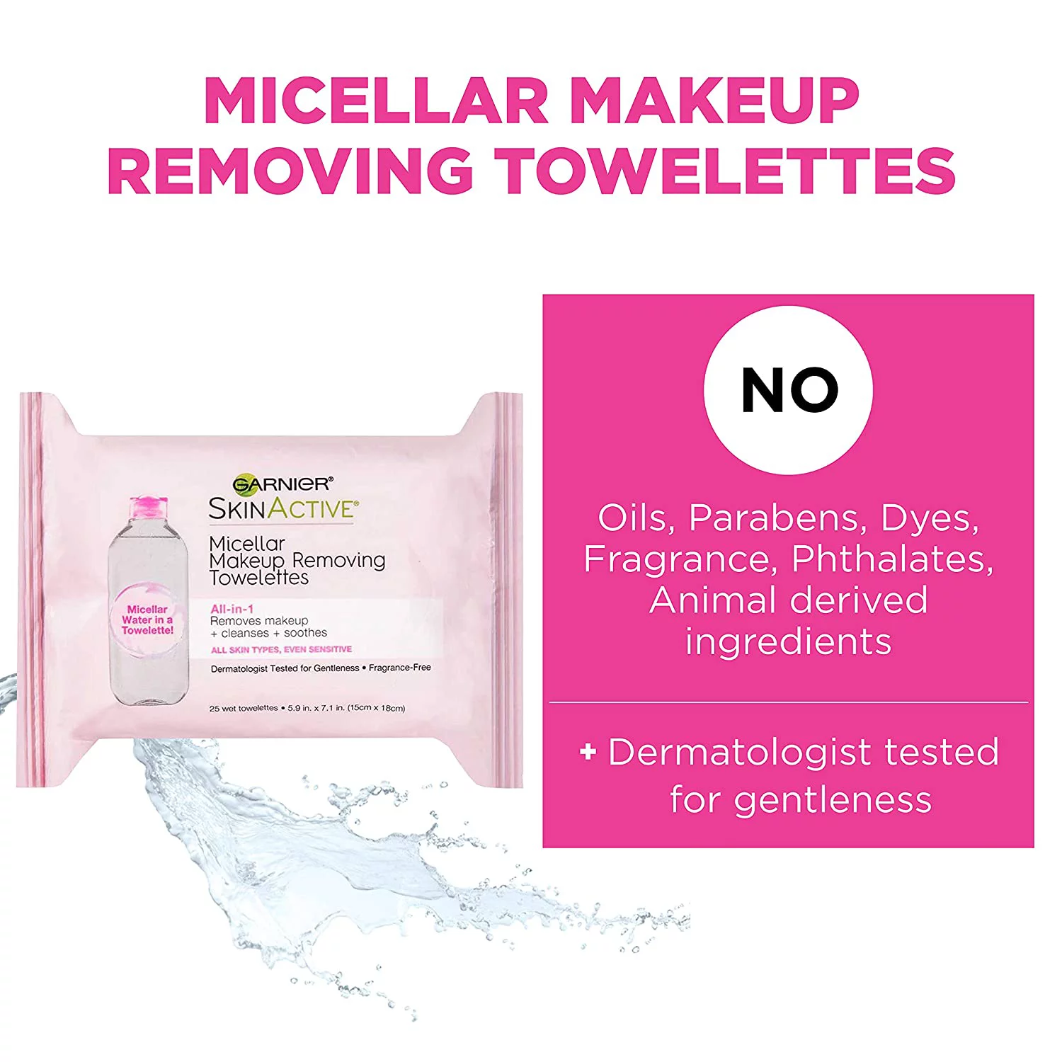 Garnier SkinActive Micellar Cleansing Towelettes 25 ea (Pack of 6)