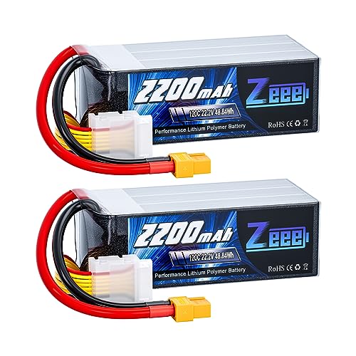 Zeee 6S Lipo Battery 2200mAh 22.2V 120C Soft Case Battery with XT60 Connector for RC Airplane Helicopter RC Car Truck Tank Drone Racing Hobby(2 Pack)