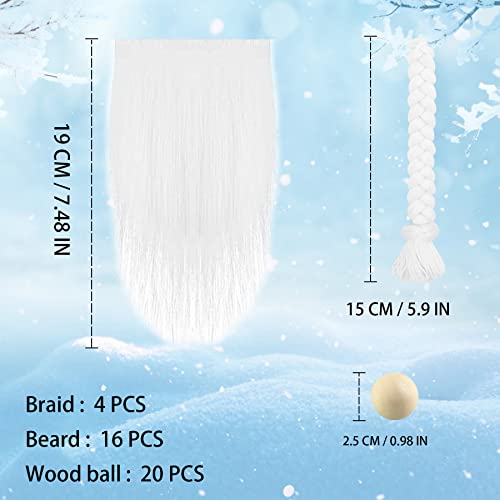 PEVOGON 20 Pieces Christmas Gnome Beards Fake Mustache Faux Fur Pre-Cut Beard for Gnome Crafts with 20 PCS Wooden Balls