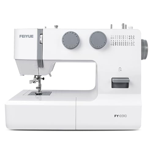 FEIYUE FYe310 Full Size Sewing Machine with Foot Pedal, Heavy Duty & Portable, Powerful Servo Motor, 25 Built-in Stitches, 6 Bobbins & 5 Included Sewing Feet (White)
