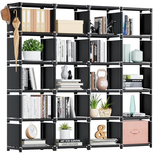 Mavivegue Bookcase, 18-Cube Extra Large Book Shelf, DIY Cube Storage Organizer for Bedroom, Living Room, Home Office - Black