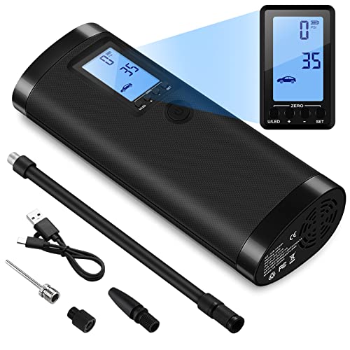 VEEAPE Tiny Pump Mini Bike Tire Pump - Max 120PSI Portable Electric Bicycle Pump - Type-C Rechargeable Battery Air Pump - Bicycle Inflator with Presta and Schrader Valve for E-Bikes & Various Bicycles