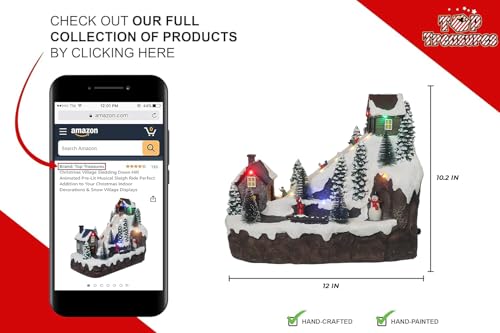 Christmas Village Sledding Down Hill - Lighted Musical Snow Village with 8 Animated Kids Going Down The Mountain