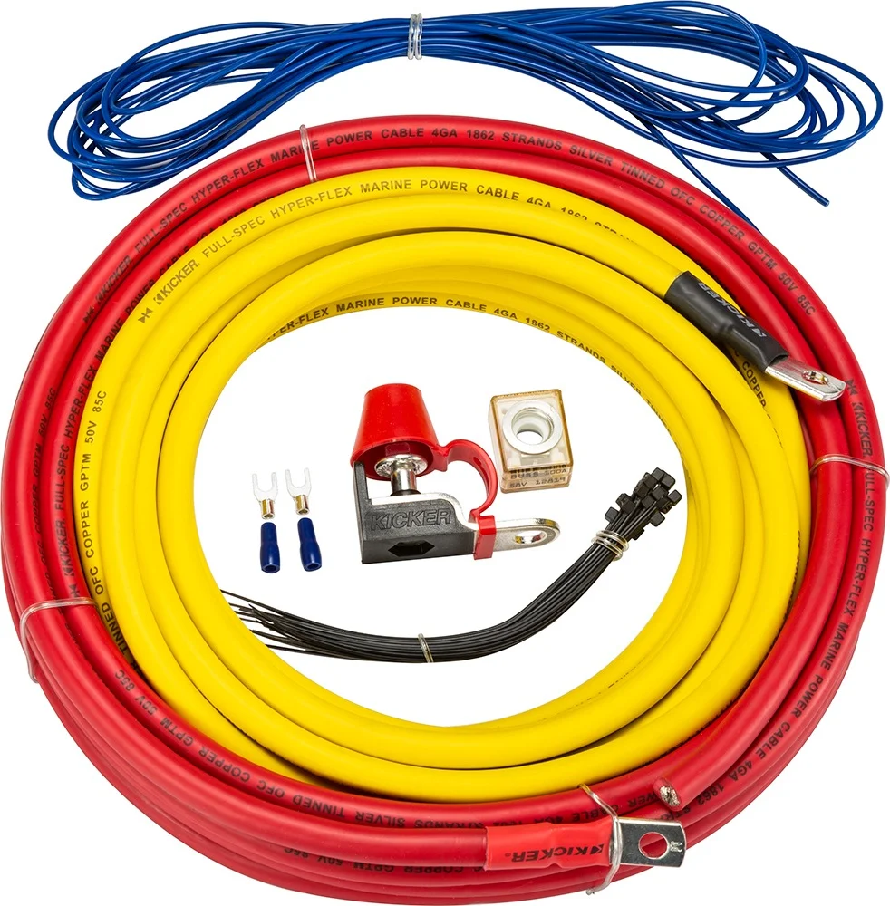Kicker 47KMPK4 Marine Audio Boat 4 Gauge Power Wire Kit with MRBF Fuse Holder