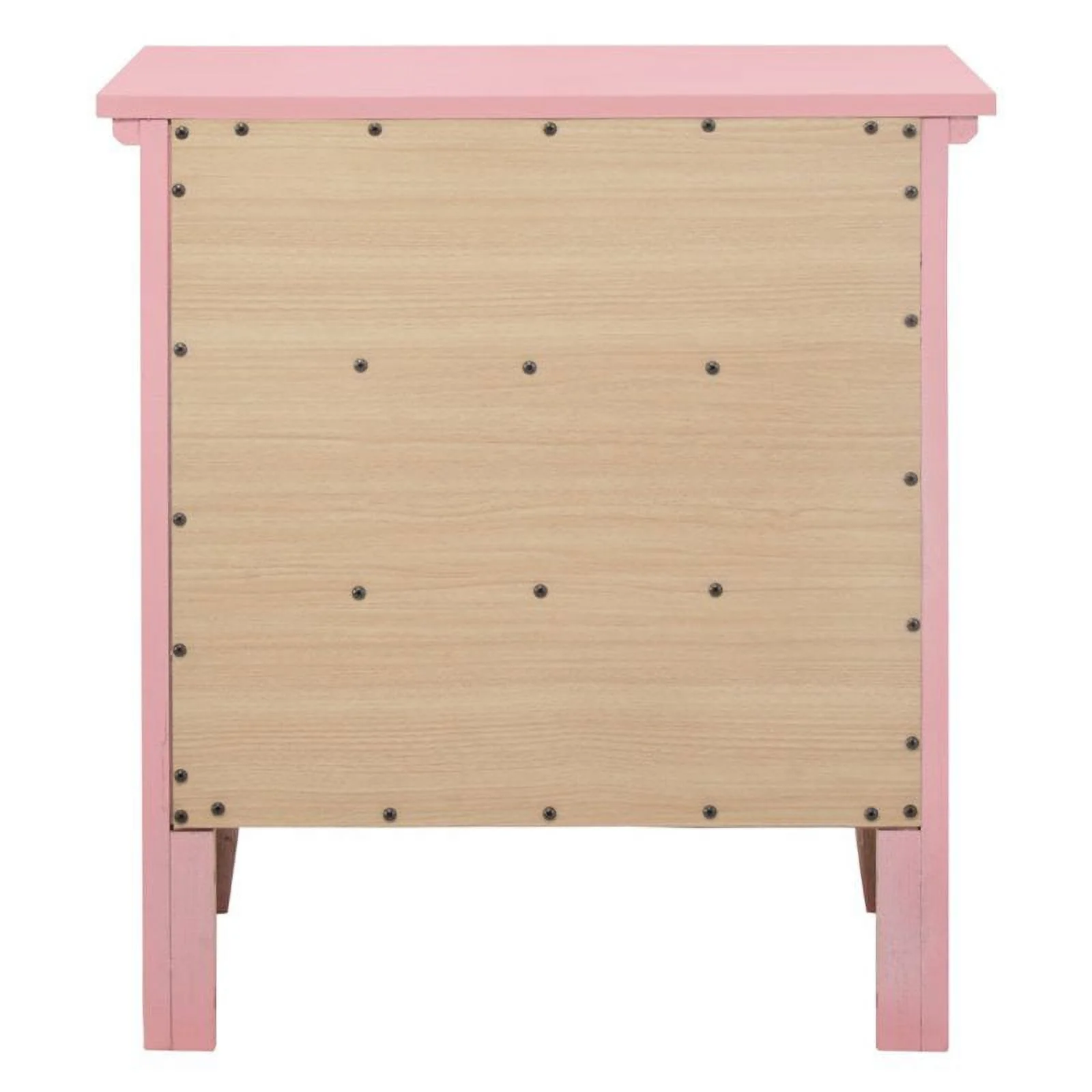 Home Square 3-Piece Set with Dresser TV Stand and 3-Drawer Nightstand in Pink