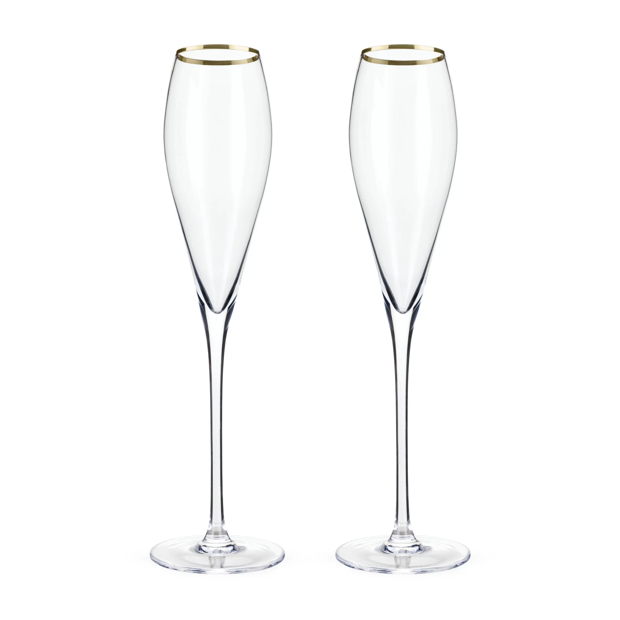 Viski Gold-Rimmed Crystal Champagne Flutes - Champagne Glass Gift Set