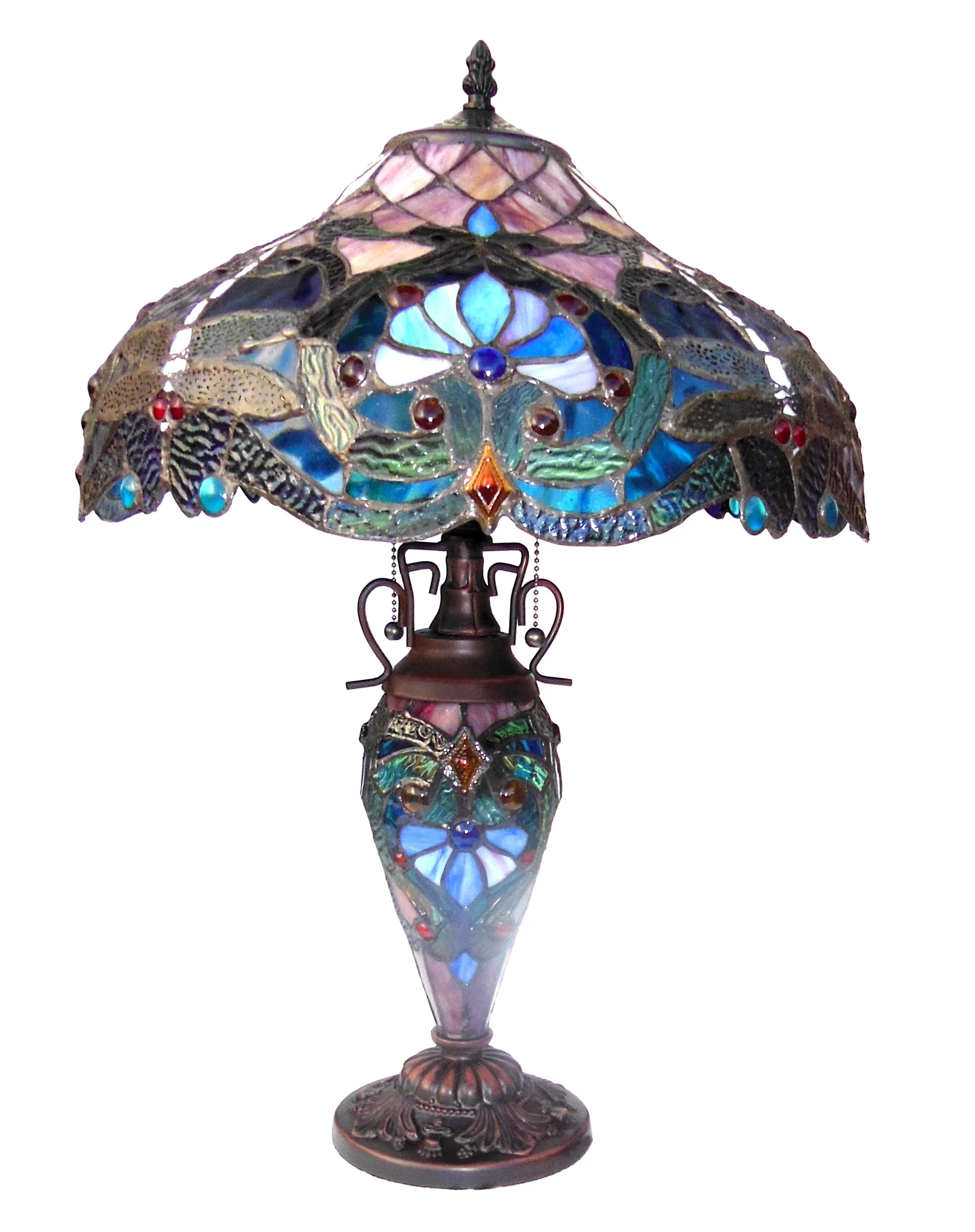 RADIANCE Goods Tiffany-Style 3 Light Victorian Double Lit Table Lamp 17