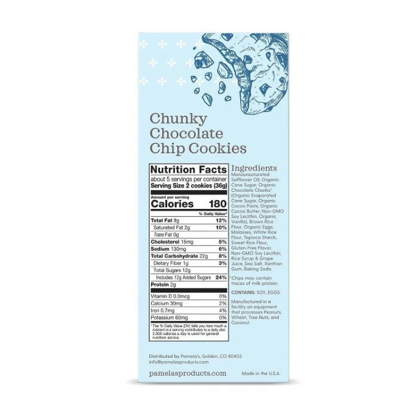 PAMELAS COOKIES CHUNKY CHOCO CHIP 6.25 OZ - Pack of 6