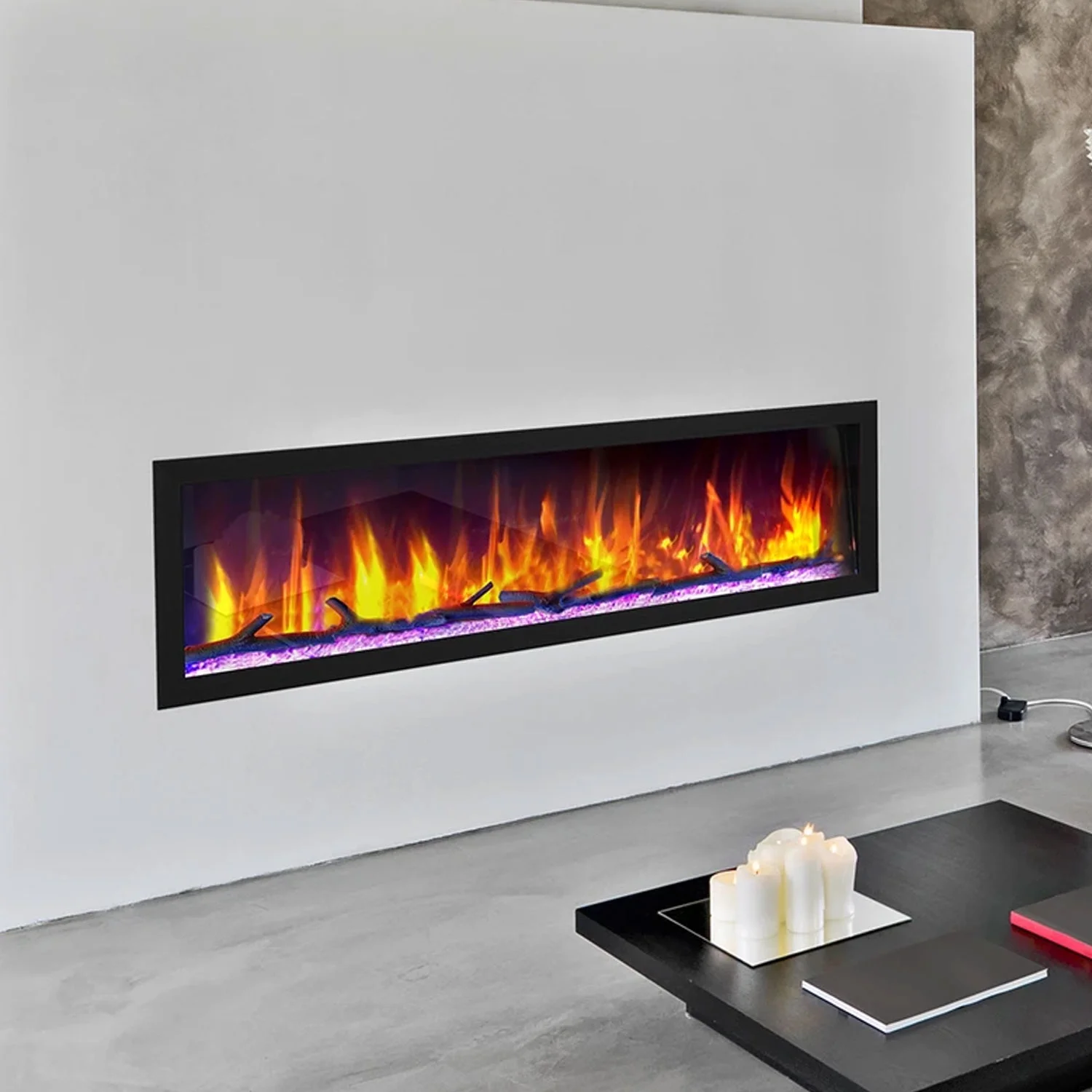 Dynasty Fireplaces Cascade BTX64 64.50 Inch Electric Wall Fireplace Decor