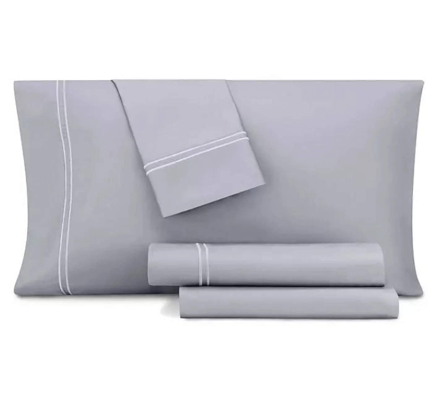 Aq Textiles Double Merrow Embellished 4-Pc Queen Sheet Set, 700 Thread Count Cotton Blend Bedding