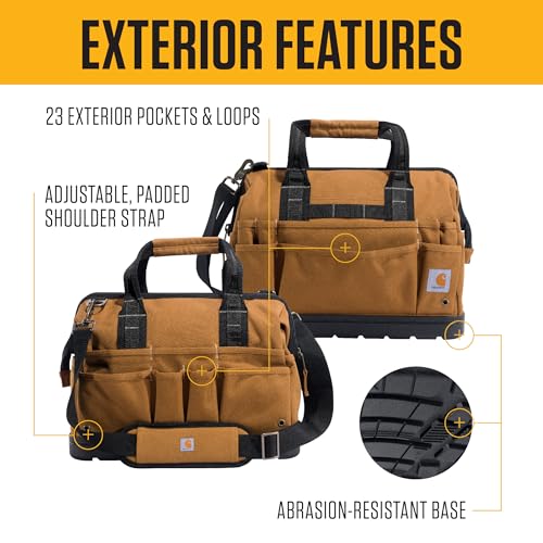 Carhartt Onsite Tool Bag, Durable Water-Resistant, Tool Storage Bag, Heavyweight w/Molded Base, 18-Inch, Carhartt Brown