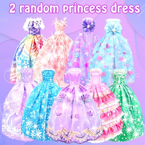 82PCS Doll Clothes and Accessories with Closet for 11.5 Inch Doll - Fashion Design Set Including Wedding Dress Fashion Dresses Outfits Tops and Pants Hangers Bags for Girls