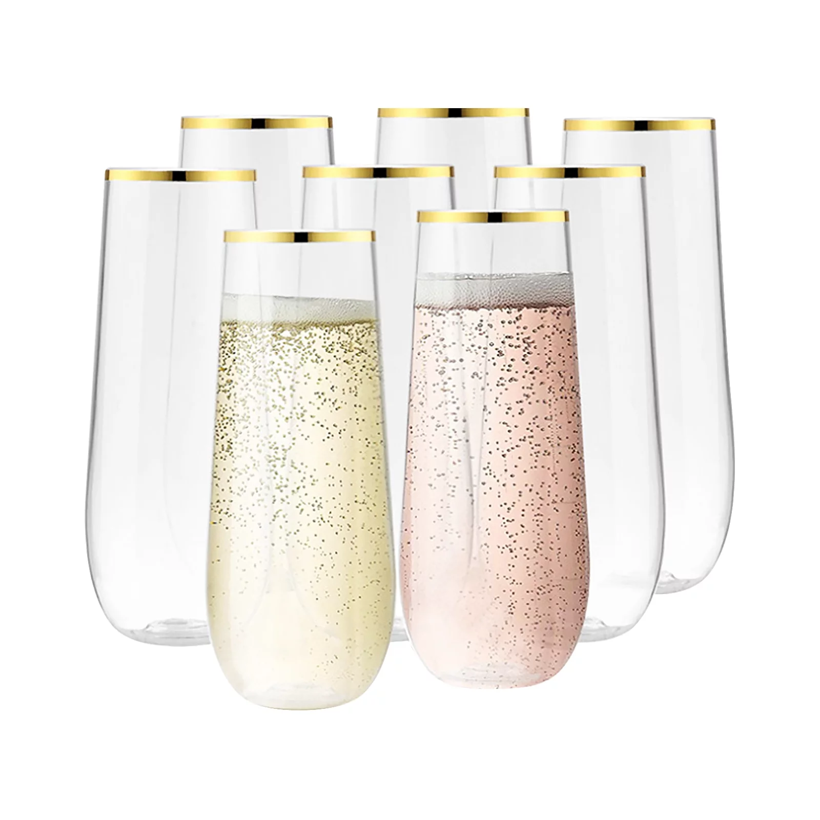 24Pcs Clear Champagne Glasses - 9oz Disposable Drinkware for Wedding, Party, Birthday, Christmas, Anniversary Celebrations