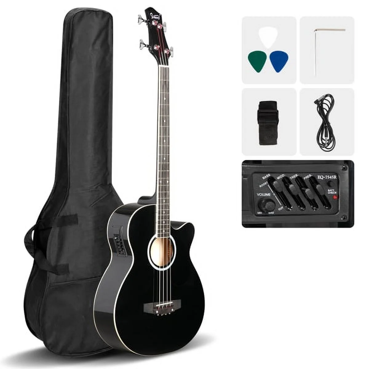 Fithood Do Not Sell on Amazonf Glarry GMB101 4 string Electric Acoustic Bass Guitar w/ 4-Band Equalizer EQ-7545R Black