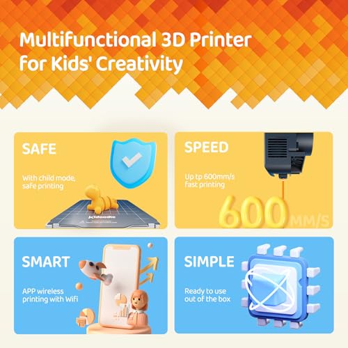 Kidoodle Mini 3D Printer for Kids & Beginners, 600mm/s High Speed Printing, Auto-Leveling/Child-Safe Design/5