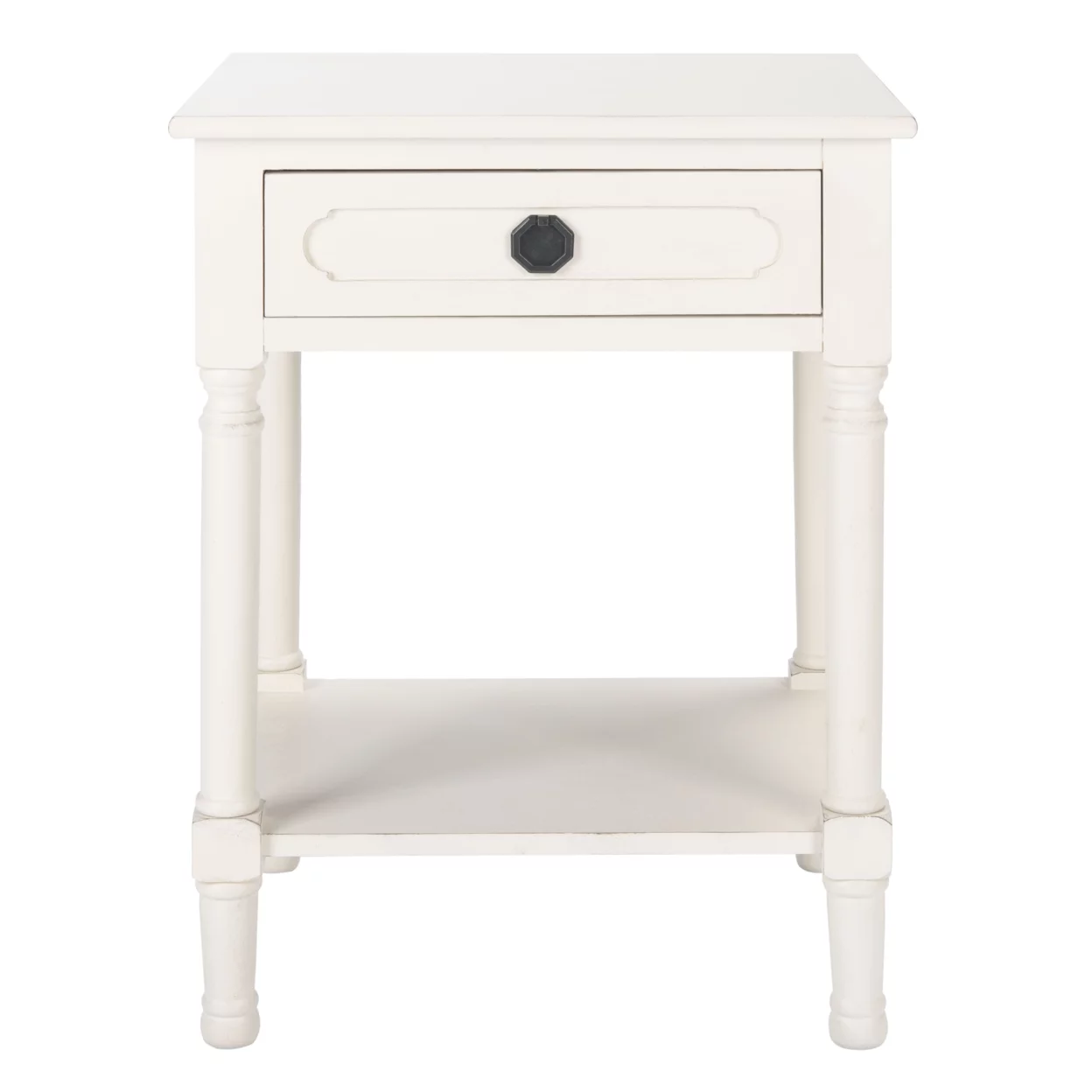 SAFAVIEH Allura Solid Rustic 1 Drawer Accent Table, Distressed White