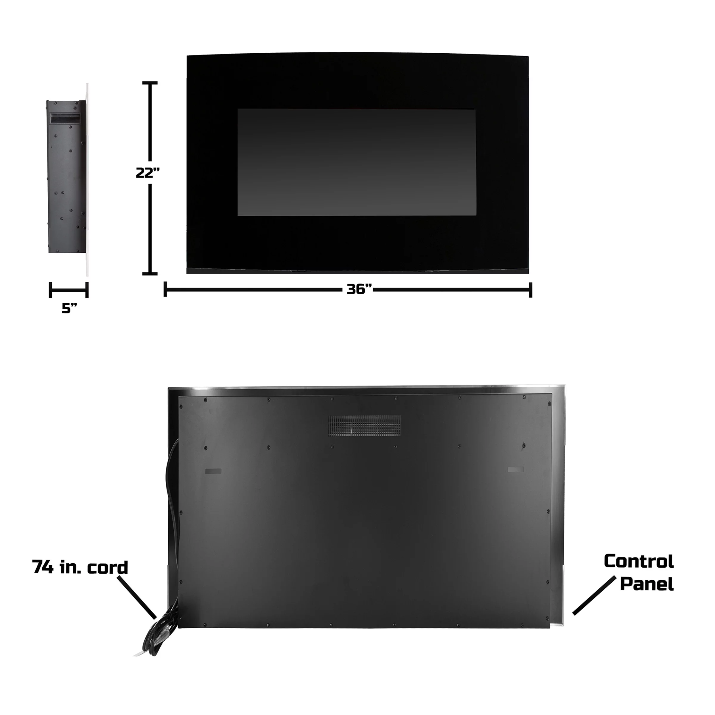 Northwest 36-inch Wall Mount Curved Electric Fireplace with Remote (Black)